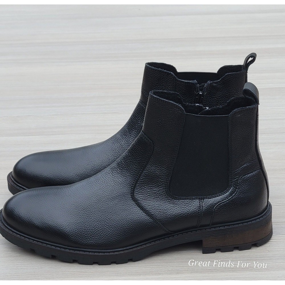NEW Alberto Torresi Mens Black Chelsea Leather Ankle Boots Zip US 10.5. EU 44